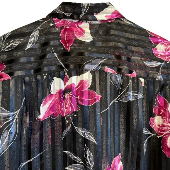 Vintage Womens Top Black Floral Sheer by Alfred Dunner - Size 14 - Picture 8 of 8